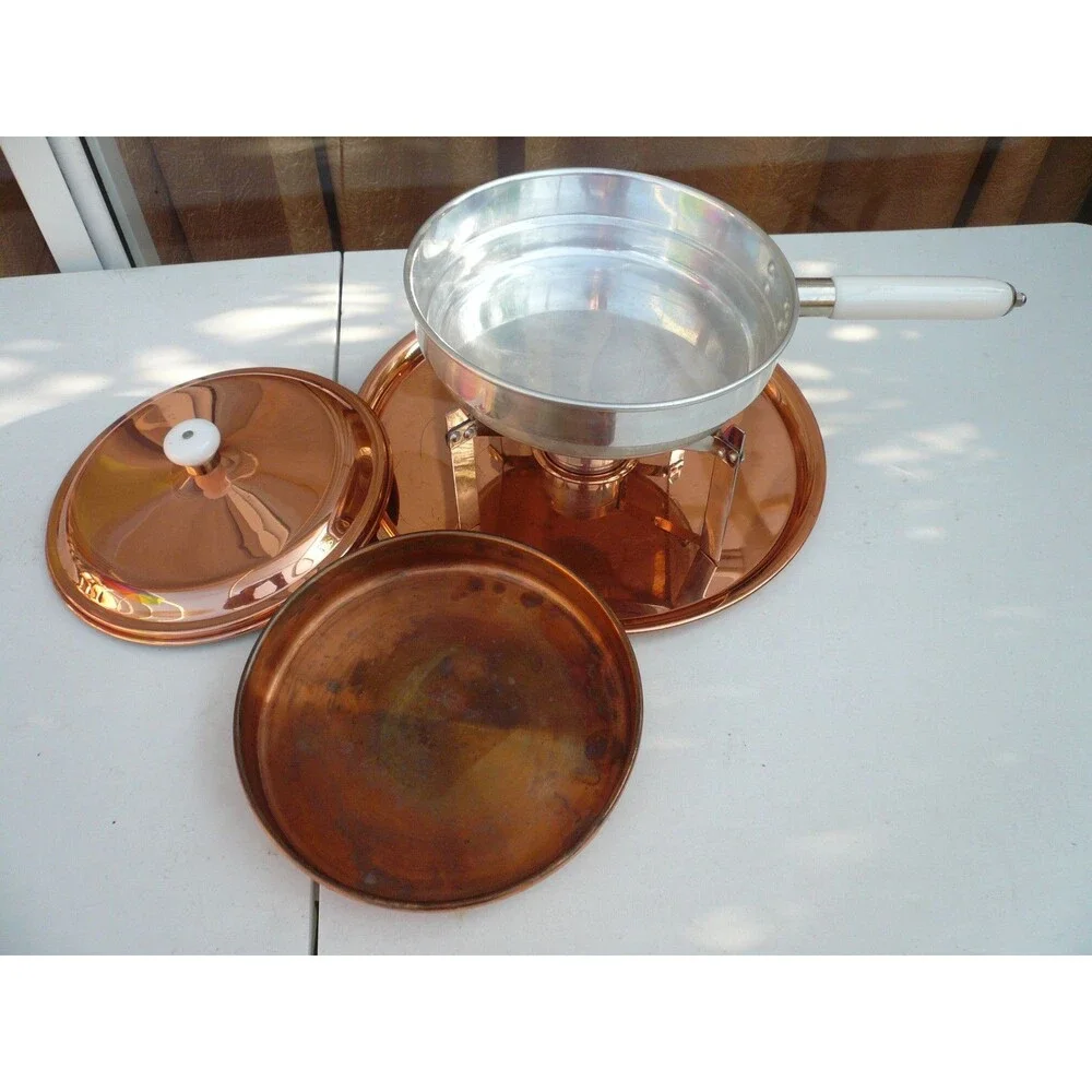 Metalutil Copper & White Ceramic Handle Chaffing Pan 6 Piece Set - Portugal